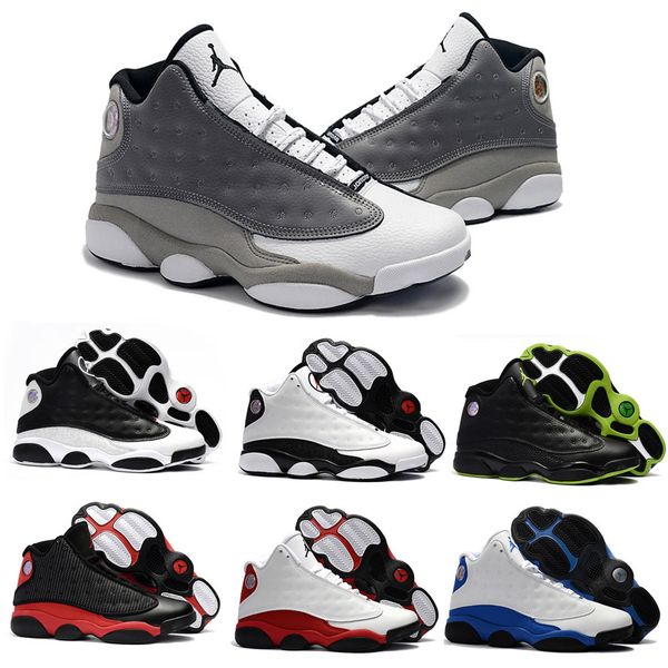 

2019 Баскетбольные кроссовки Men Atmosphere Grey 13 13s кроссовки Phantom Chicago GS Hyper Royal Черная кошка Flints Bred Коричнево-серая спортивная обувь