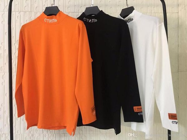 

brand wholesale 2020 heron preston embroidery women men turtleneck long sleeve t shirts tees hiphop streetwear men cotton t shirt hp brand, White
