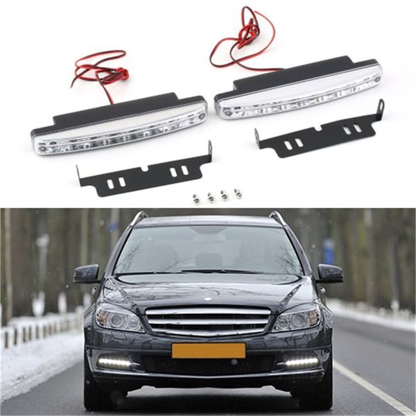 

universal 12v 8 x led auto car daytime running lights fog lamps car driving light auxiliary lamp with super white light hot