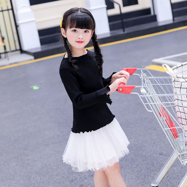 

children's sweater sweater daughter children's autumn thin korean-style princess sleeve girl's cotton thread clothing ba, Blue