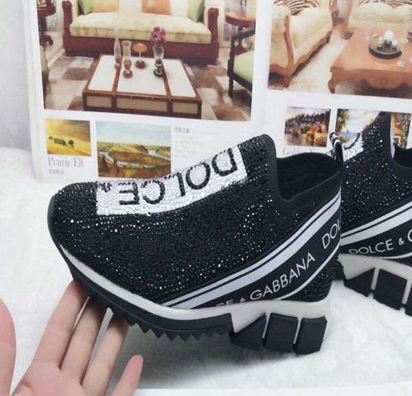 

sorrento sneakers with rhinestones crystals socks sneakers stretch mesh glitter runner dg flat shoes trainers couple chaussures