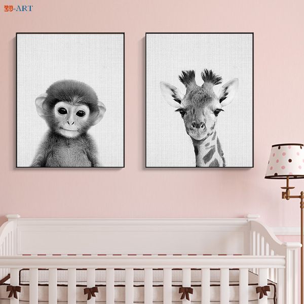 

black white baby animal posters and prints giraffe wall art wall pictures for living room baby shower gift safari nursery decor