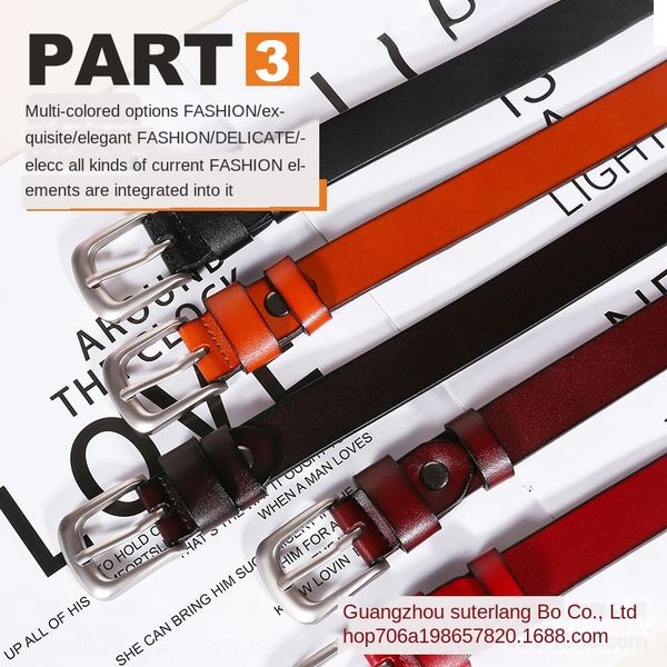 

leisure simple outfit student outfit lady genuine leather student decorative trousers belt cowhide thin belt, Black;brown