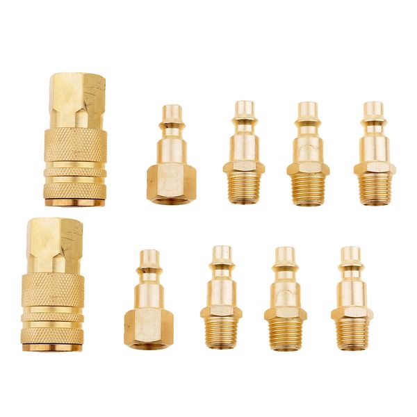 

10 pieces air line hose compressor fitting connector quick release 1/4'' npt