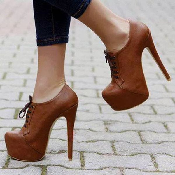 

goofloron new women's high heels, 16cm fashion camel heels, shoes, instep lacing over heels, Black
