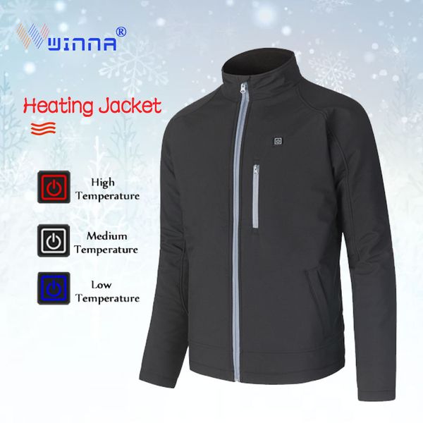 

usb charging electric heated jacket winter keeping warm heating jacket windproof thermal sport coat for skiing outdoor camping, Blue;black