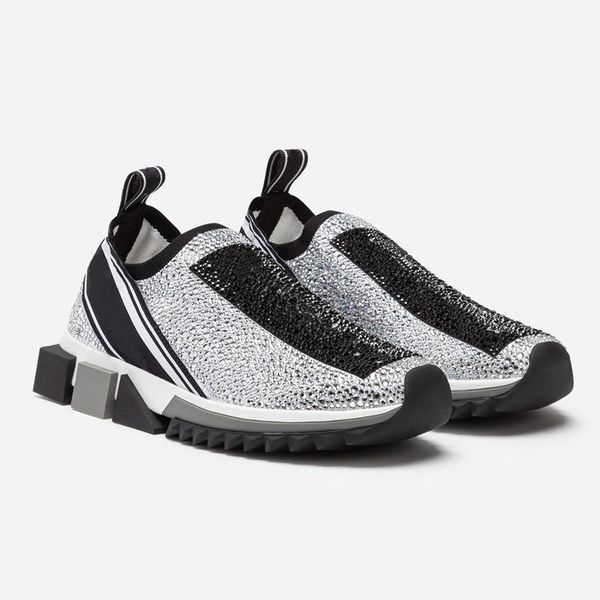 

Женские Сорренто кроссовки со стразами кристаллы мужские слип-на кроссовки стрейч сетки черный белый красный блеск Бегун плоские кроссовки US5-12