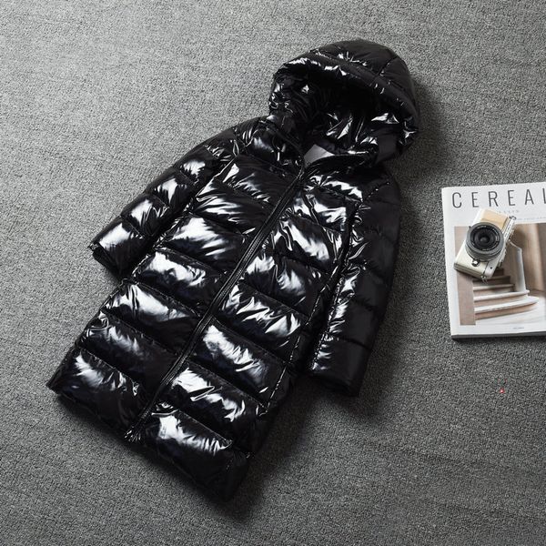 

girls winter down jacket 2020 fashion kids hooded warm long outerwear gloss black for teenager girl 85-155 cm parka coat tx328, Blue;gray