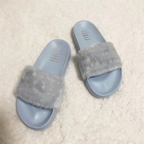 

women's summer ffy plush flip flops real fox home slippers women fur slides ladies open toe furry sandals house shoes y200424#264, Black