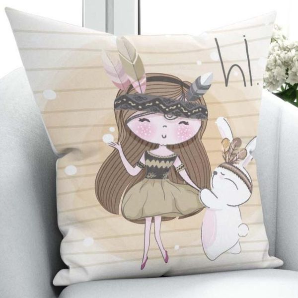 

else brown bohemian girl with animals 3d print microfiber throw pillow case cushion covers square hidden zipper 45x45cm