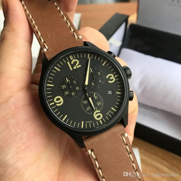 

new t116 mens fashion watch 316l stainless steel pvd polished black case sapphire glass eta quartz electronic movement luxury watch with box, Slivery;brown