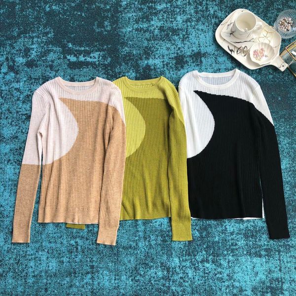 

2019 new ladies fashion long-sleeved ribbed contrast cashmere 0911, White;black