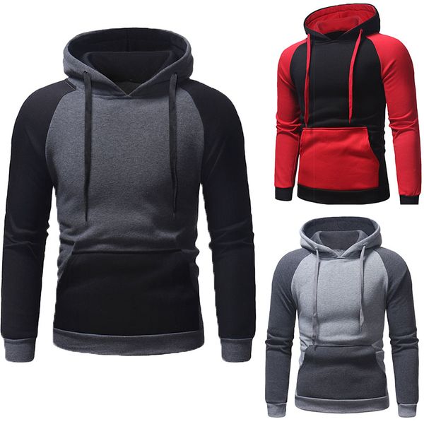 

осень зима мода шить с капюшоном спорт с длинным рукавом с капюшоном смешанных цветов мужская толстовка с капюшоном хип-хоп толстовки, Black