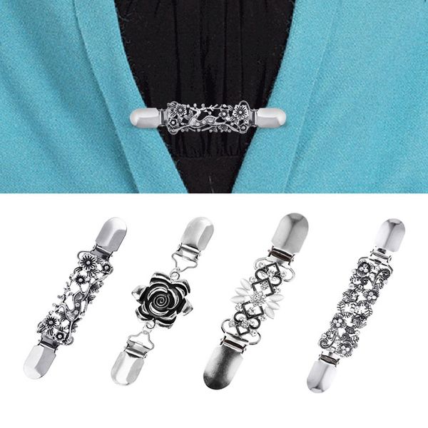 

4 piece cardigan j a c k e t sweater shawl clip goalkeeper collar duckbill metal clip garter accessories, Gray