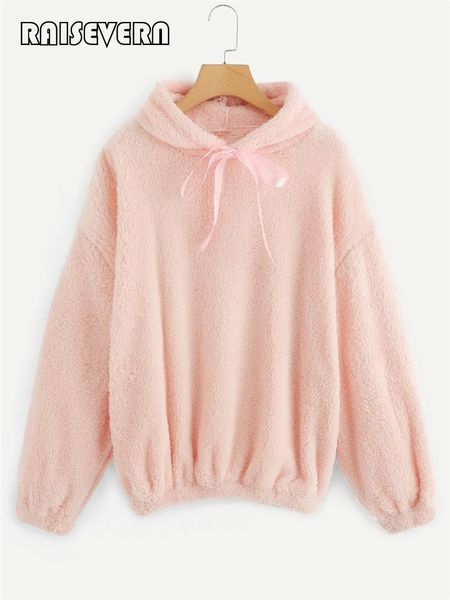 

women teddy hoodie pullovers lovely pink winter warm fluffy plush hoodie ladies sweatshirt hoody girl fur oversized hoodies, Black