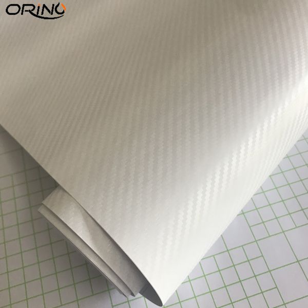 Premium White 3D Fibra di carbonio Vinile Car Wrap Film Adesivo in carbonio autoadesivo Decal per veicolo Car Full Body Wrapping Foil Air Release