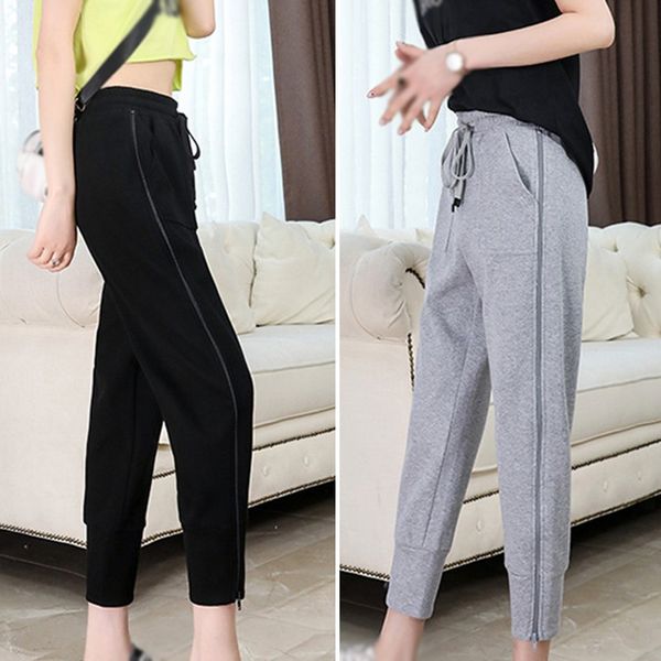 

women's pants & capris printed sweatpants women casual loose long trousers elastic high waist jogging streetwear, Black;white
