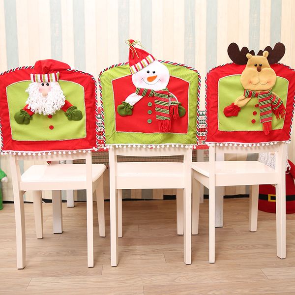 

new merry christmas chair cover santa snowman deer holiday party kitchen dining table chair back cover slipcover decor 6a0407