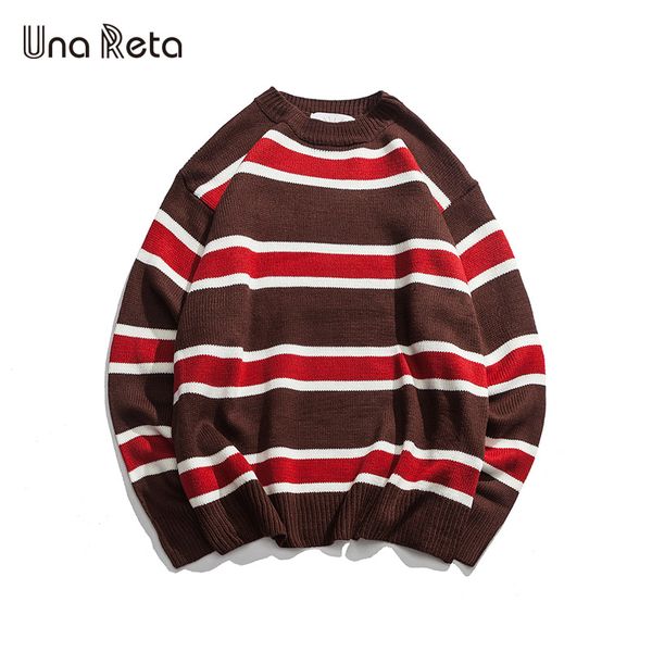 

una reta striped sweaters men new winter hip hop knitted men clothes casual pullover plus size street style sweaters, White;black