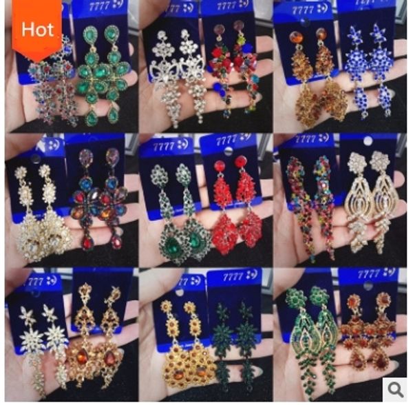 

vintage earrings for women crystal flower star heart dangle drop earrings long big earrings statement bohemian jewelry, Silver