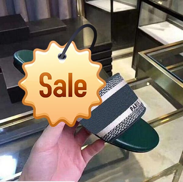 

with boxtrendy bohemia women slippers letter embroidery lady sandal designer casual slipper, Black