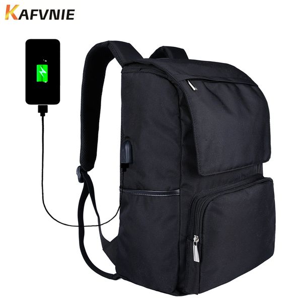 

2018 usb classic charge oxford backpack men's business travel backpack waterproof male 15.6 inch lapschoolbag black