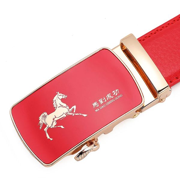 

year of the rat year belt male red wedding belt dermis automatic buckle is a middle-aged and old red belt woman, Black;brown