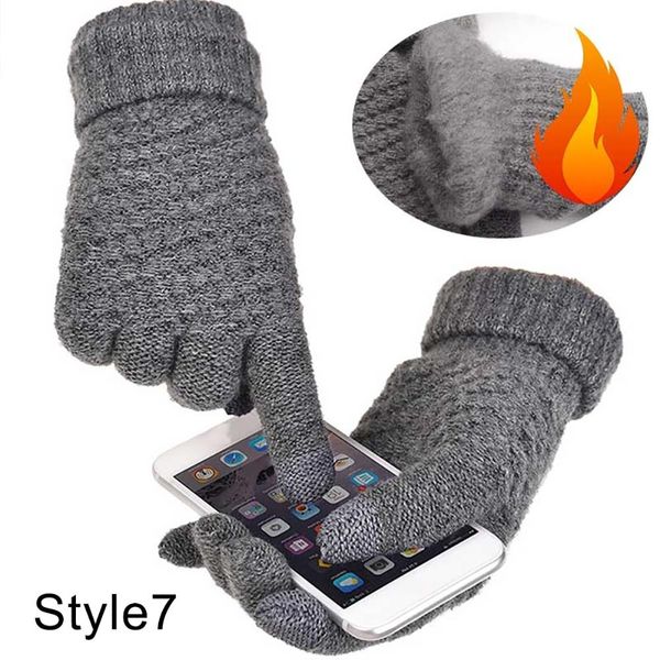 

wholesale men women thicken touch screen warm crochet knitted gloves full finger mitten, Blue;gray