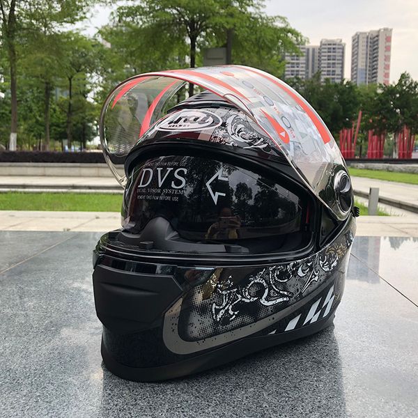 

motorcycle full face helmets double visor racing motocross helmet casco motorbike capacete