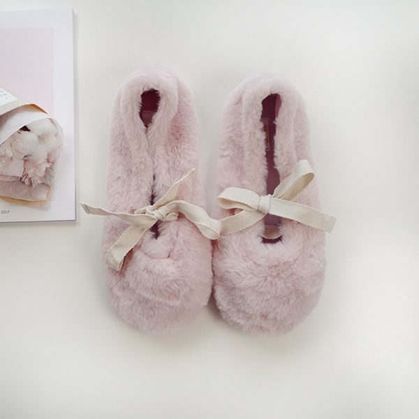 

new winter soft imitation rabbit velvet warm confinement shoes rubber sole indoor home cotton shoes, Blue;gray