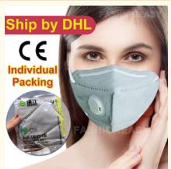 

в наличии! через dhl доставка маски независимая упаковка с дыхательными клапанами 6 слоев фильтра складная kn95 n95 пылезащитная маска pm2