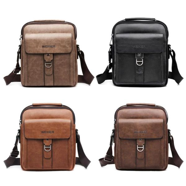 

leather shoulder bag men sports casual messenger bags multi-pocket handbag