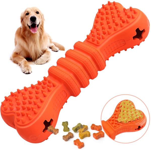 

dog chew toys, rubber dog treat toys dog bone puppy teething toy for small medium large dogs training teeth cleaning treat dispensing toy