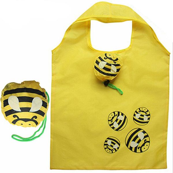 

custom advertising print custom creative cartoon bee portable shopping bags new folded portable environmental protection bags