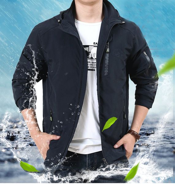 

2019 new autumn fashion jacket water proof fast drying zipper hooded outfit long sleeves men outwear blouse plus size s-4xl, Black;brown
