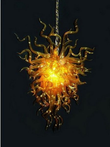 

pure amber chihuly chandelier 100% hand made glass art led lighting chain hanging lamp for home decor