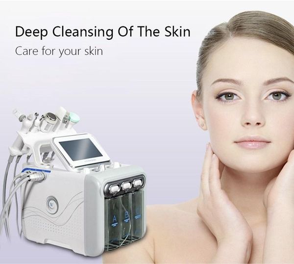 Professionele 6 in 1 H2O2 Hydro aqua peel ultrasone bio-lift RF gezichtsmachine schoonheidsmachine koelhamer