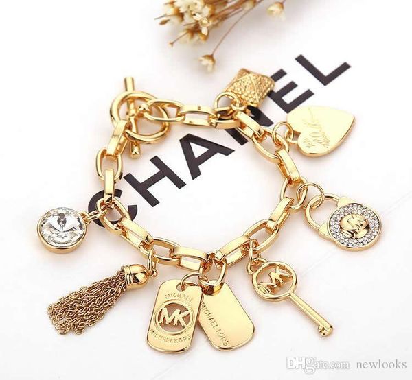 

Сплав Ключ Браслеты С Любовью Сердце Gem Стерлингового Серебра 925 Позолоченные Подвески Браслеты Браслеты Ювелирные Изделия Для Мужчин Женщин B029