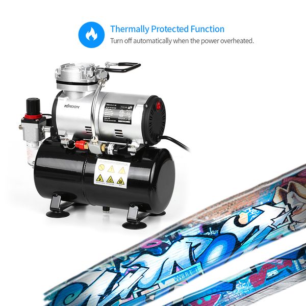 

kkmoon professional airbrush compressor oil-less quiet high-pressure pump tattoo manicure spraying air compressor tank