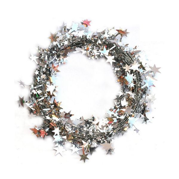 

1pcs christmas tree hanging star pine garland christmas decoration ornament 7.5m (silver