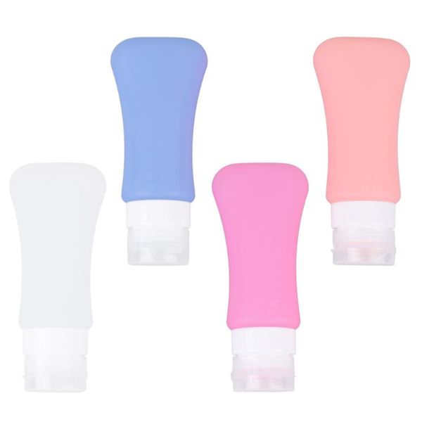 

4pcs silicone dispense bottles lotion bottle small cosmetic lotion bottle travel bottles with pvc zipper bag (37ml pink, blue, w