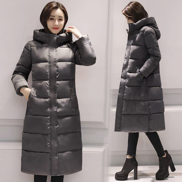 

down winter jacket parka cotton padded long coat women warm korean womens coats abrigos mujer invierno 2020 kj774, Black