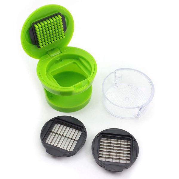 

practical home kitchen tool kit garlic press chopper slicer hand presser garlic grinder (color: green) fruit vegetable tools