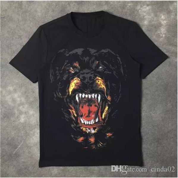 

new fashion rottweiler dog print o-neck black tee t shirts for men women cotton ing, White;black