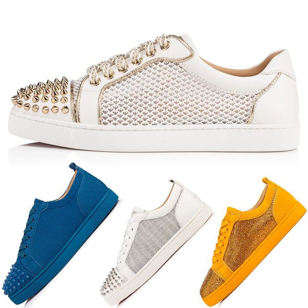 

мужчины женщины дизайнер обуви 2019 модный дизайнер марка шипованные шипы обувь на плоской подошве с красным дном ну вечеринку любителей повседневные кроссовки 35-47