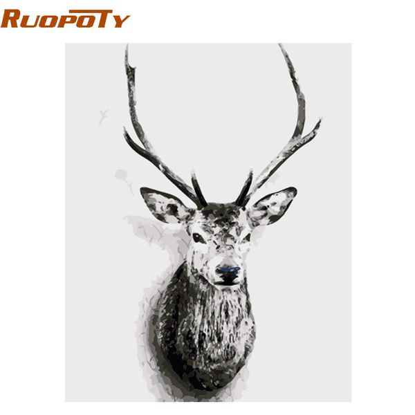 

ruopoty diy frame diy painting by numbers deer animals nordic style wall art canvas painting hand painted unique gift 40x50