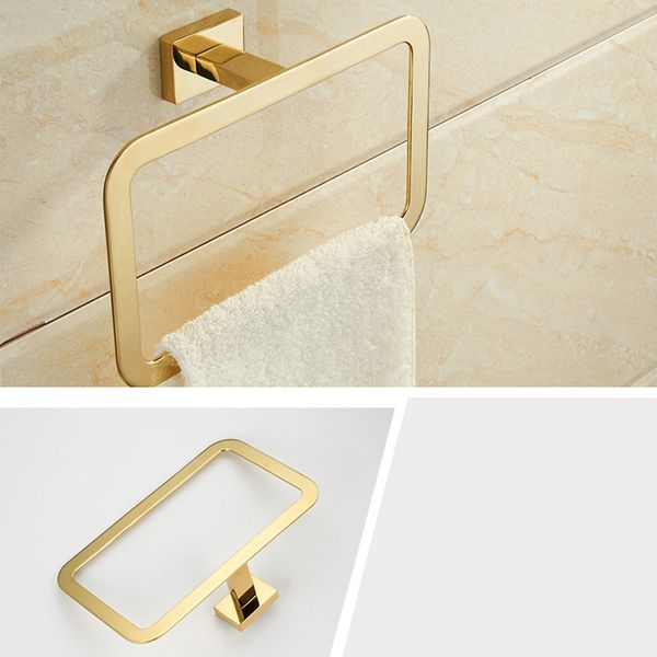

gold towel ring chrome bathroom accessories decoration elegant square style