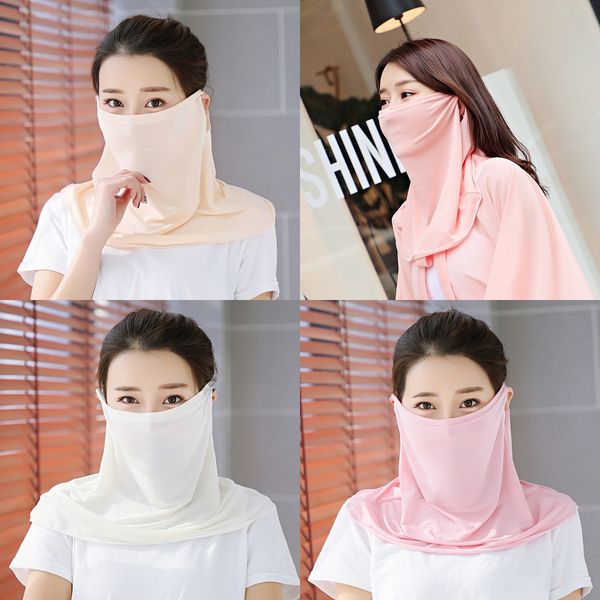 

zlq7t women scarf scarf mask silk chiffon handkerchief outdoor half windproof face dust-proof sunshade masks face dust mask party masks, Black