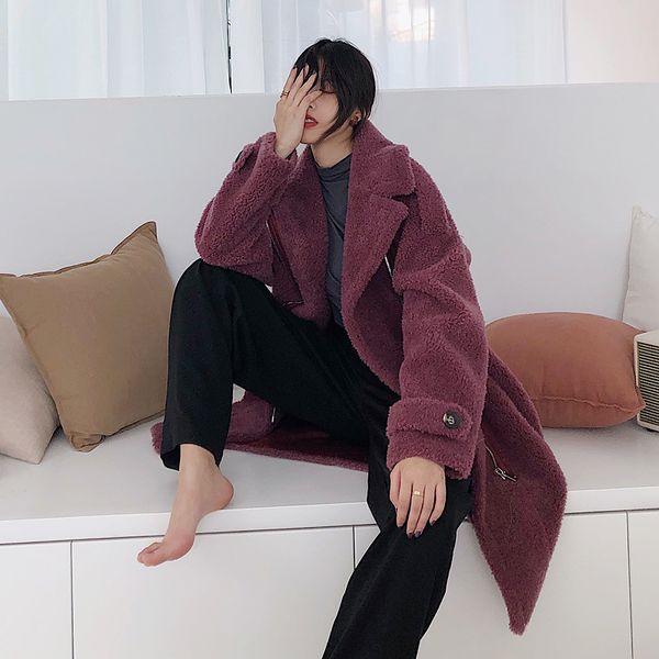 

2019 vintage real fur coat female winter jacket 100% wool fur coats and jackets women korean veste fourrure femme hiver 201925, Black