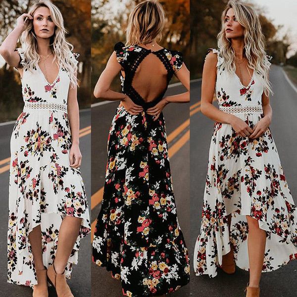 

womens dress woman clothes brand fashion womens summer maxi dress beach holiday sundress flower casual dresses designer clothes, Black;gray
